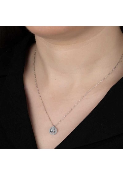 Swarovski Taşlı Gümüş Tektaş Kadın Kolye (551180852)