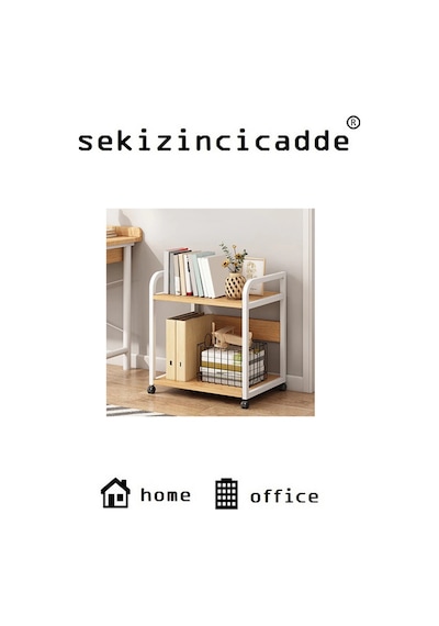 Yazıcı Ve Kasa Sehpası Atlantik Çam Beyaz Frenli Tekerli 45x30