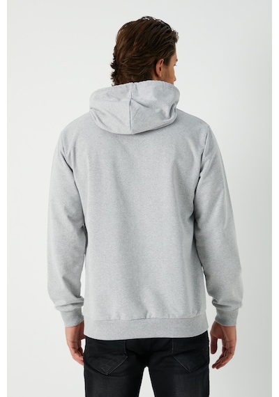 Comeor Erkek Gri Basic Kapüşonlu Regular Fit Normal Kesim 2 İplik Kumaş Günlük Sweatshirt Gri