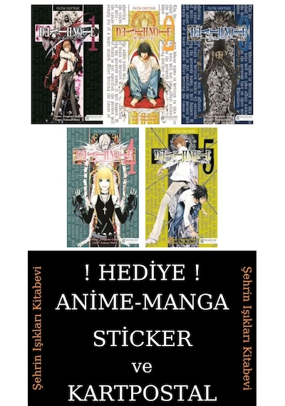 Death Note 1-2-3-4-5 Manga Seti 5 Kitap / Ölüm Defteri / Anime-manga Sticker Ve Kartpostal