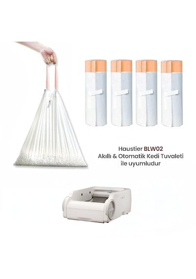 Haustier Otomatik Kedi Tuvaleti Uyumlu Büzgülü Çöp Poşeti 60 Adet 4x15 Adet, 55cm X 30cm