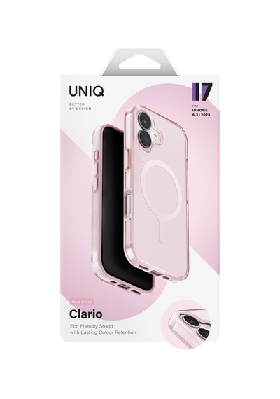 Apple Uyumlu iPhone 17 Kılıf Clario Geri Dönüşüm Doğaya Duyarlı Materyal Kapak Çift Katman Magsafe Özellikli Pembe
