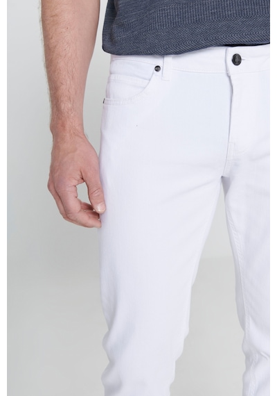 AC&Co / Altınyıldız Classics Erkek Beyaz 360 Derece Her Yöne Esneyen Slim Fit Dar Kesim Diyagonal Desenli Pantolon Çok Renkli