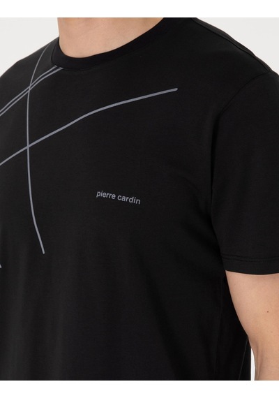 Pierre Cardin Erkek Kısa Kollu Bisiklet Yaka Pijama Takım Siyah