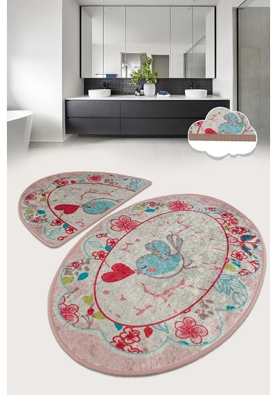 Chilai Home Bemol Oval 2 Lı Set Banyo Halısı Çok Renkli