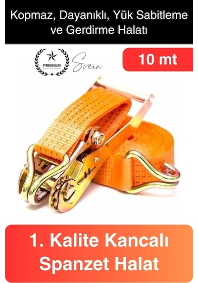 10 Mt Spanzet Takımı Cırcırlı Yük Gerdirme Kiti Halat Uzun Tekne Kamyon Taşıma Çekme Emniyet Kemer