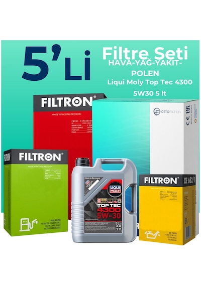 Filtron Mercedes B180 Dizel Filtre Bakım Seti Liqui Moly Motor Yağlı (2013-2018) 5 Li -