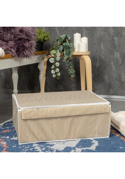 Tr Çok Amaçlı Düzenleyici Kapaklı Sandık Tipi Kutu Hurç Organizer 3 Lü Set Kahverengi, Baza 50 X 40 X 19 Genel