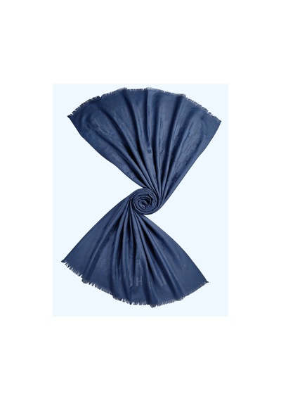 Mim Eşarp Işıl İpek - H Desen Kaşmir İpek Şal 75x190 Cm İndigo