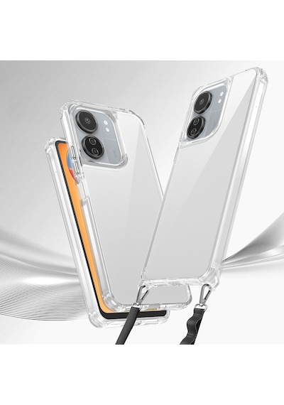 Zore Xiaomi Redmi 13c Uyumlu Airbagli Takılabilir Askı Aparatlı Omsy Snap Silikon Kapak-şeffaf Şeffaf