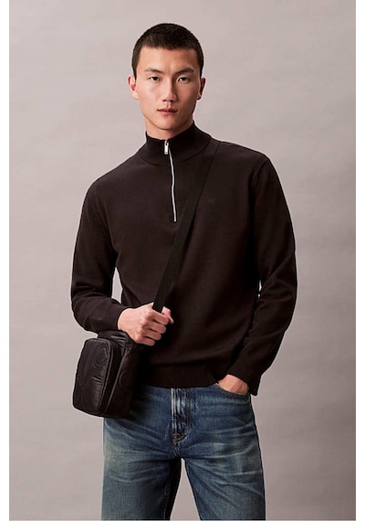 Calvin Klein Erkek Kapitone Desenli Fermuarlı Cepli Çapraz Vücut Çanta - Siyah-9976 Black