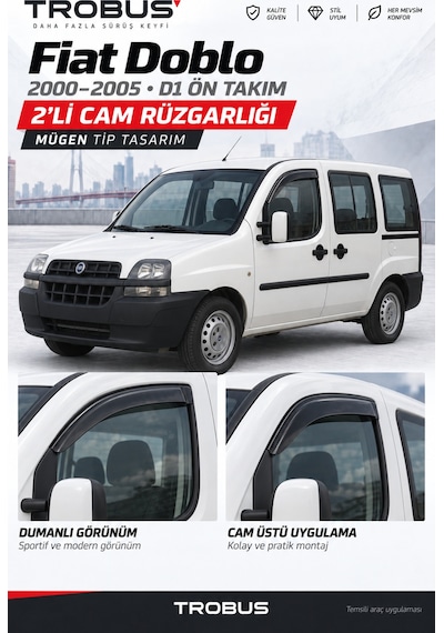 Fiat Doblo Pratico Mügen 2020 Cam Rüzgarlığı 2'li