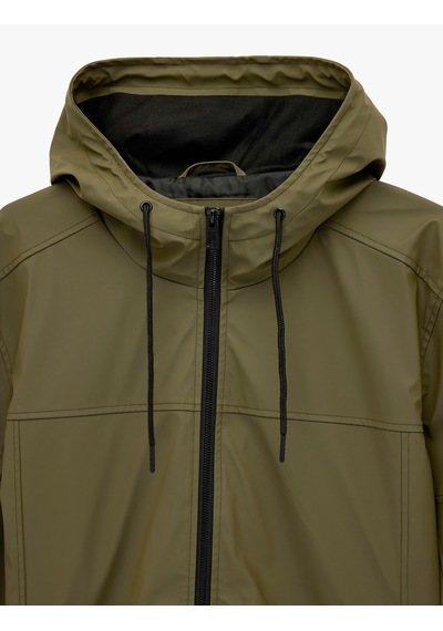 Koton Uzun Kollu Fermuarlı Slim Fit Kapşonlu Yağmurluk Haki 6sam20021hw