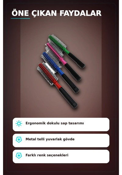 Renkli Plastik Saç Fırçası 23 Cm - Ergonomik Saplı 1 Adet Günlük Kullanım Bx-313447