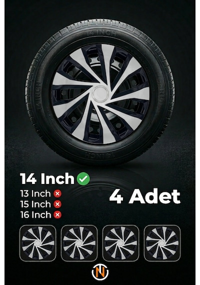Seat Exeo 14 İnç Jant Kapağı Takım Siyah Gri C122
