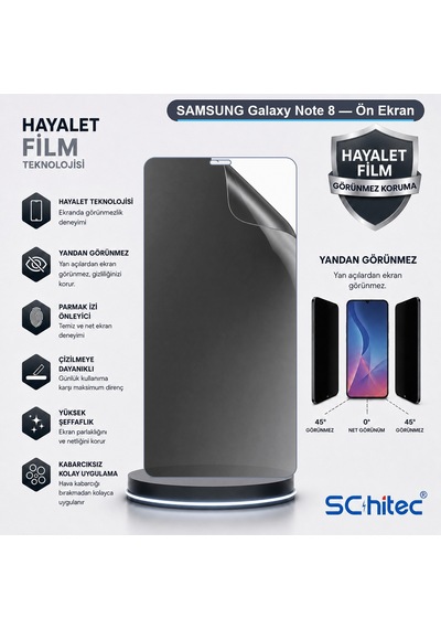 Galaxy Note 8 Uyumlu Ön Yüzey Hayalet Privacy Hidrojel Ekran Koruyucu