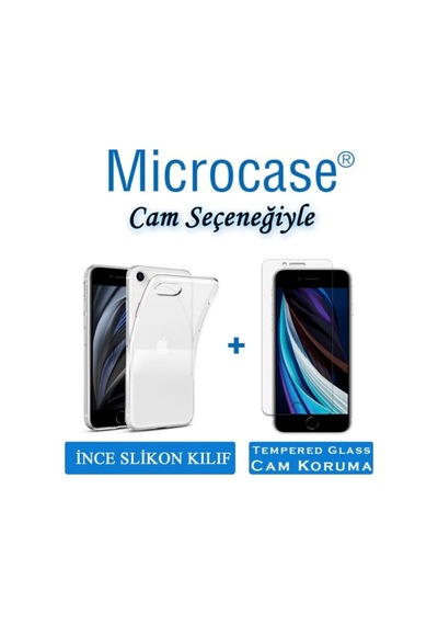 Apple Uyumlu iPhone Se 2020 Ince 0.2 Mm Soft Silikon Kilif + Cam(Seç) 434106135