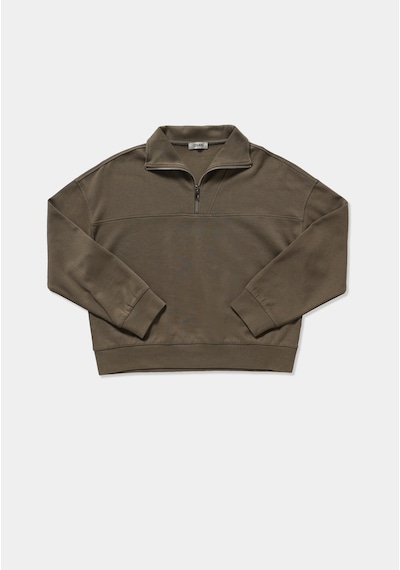 Colin's Colins Regular Fit Fermuarlı Düz Kadın Yeşil Sweatshirt Cl1080743 Q1.v2 Kha Haki