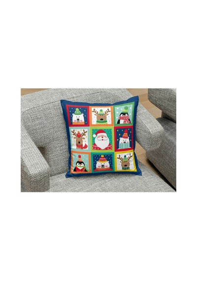 Owl Bag Yılbaşıyeni Yıl Serisi Noel Pencere Desenli Tasarım Kare B0ş Yastık Kılıfı Çok Renkli