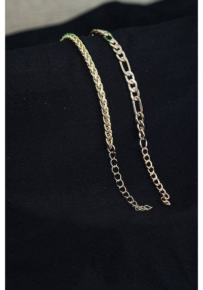 Kombin Bileklik Gold Renk Şavin Ve Burgu Model Altın
