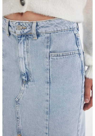 Defacto Fashion Fit Yırtmaçlı Uzun Boy Jean Etek D4419AX24AUNM39 Mavi