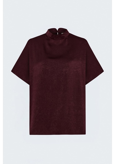 Sateen Yarasa Kol Bluz - Bordo-137848