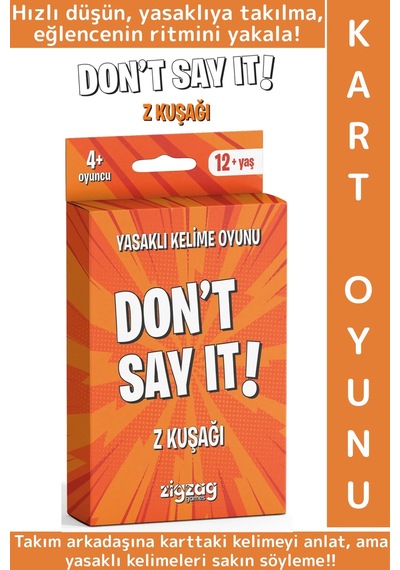 Eğitici Dikkat Zeka Gelişimi Eğlenceli Vakit Geçirme Genç Nesil Kart Oyunu Don't Say It-z Kuşağı