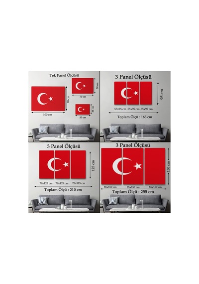 Türk Bayrağı Dekoratif Kanvas Duvar Yüksek Kaliteli Kanvas Canvas Tablo