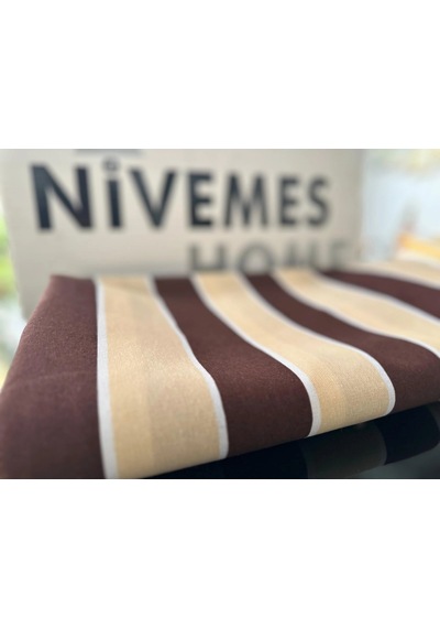 Nivemeshome Branda Kahve - Krem Balkon Perdesi