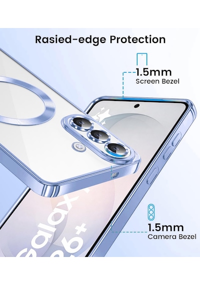 Samsung Galaxy S26 Plus Uyumlu Kılıf Kamera Lens Koruyuculu Magsafe Özellikli Telefon Kılıfı Kapak Sierra Mavi