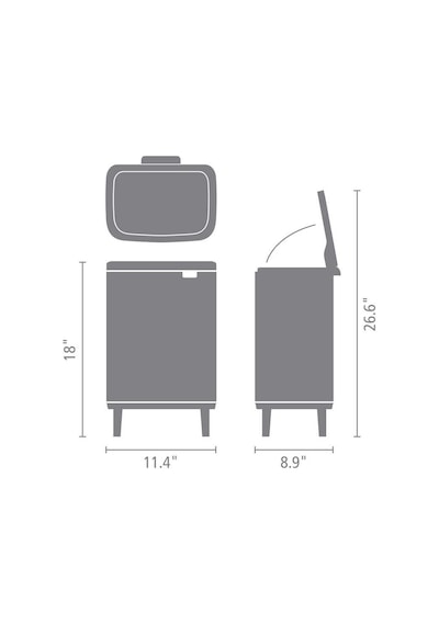 Brabantia Mat Siyah Ayaklı Çöp Kutusu 12 Litre Mat Siyah