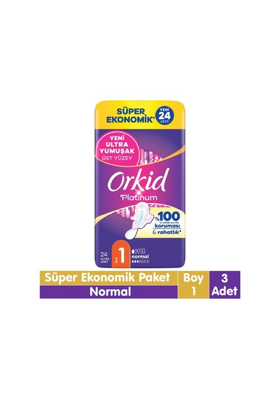 Orkid Platinum Normal Ped Süper Ekonomik Paket 24x3 72 Adet