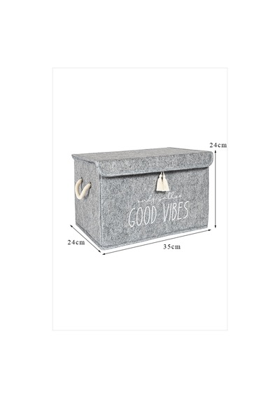 Keçe Kapaklı Mini Saklama Kutusu Gri, 35 X 24 X 24 Cm, 20 Litre Desenli