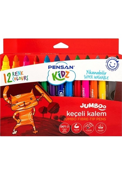 Kidz Yıkanabilir Jumbo Keçeli Kalem 12'li