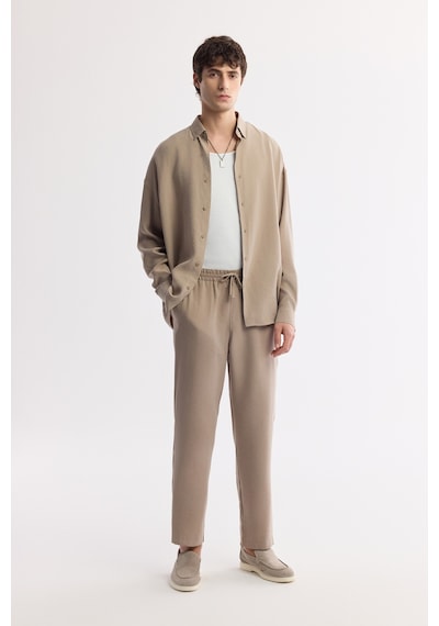 Avva Erkek Bej Beli Lastikli Bağcıklı Soft Touch Relaxed Fit Pantolon A51y3031