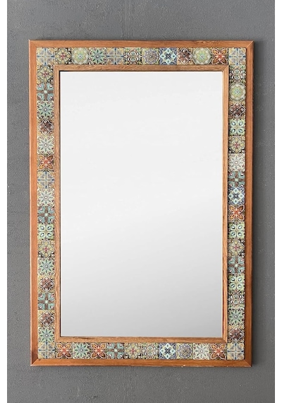 Oscar Stone Decor Ahşap Çerçeveli Mozaik Taş Mermer Ayna 63x93 Cm Morocco-etnik Desenli Diğer