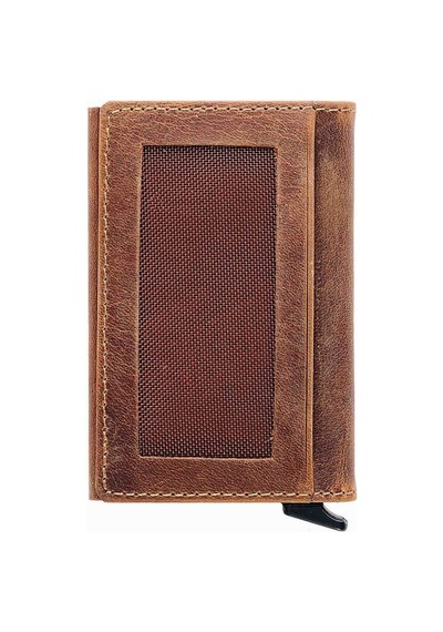 Damy Hakiki Deri Unisex Mekanizmalı Kartlık 611Cr - Taba Taba