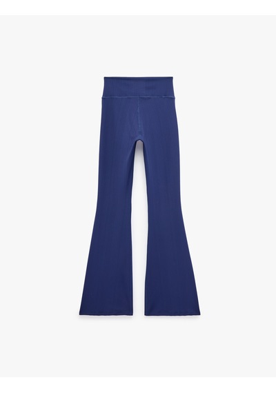 Koton Dikiş Detaylı Slim Fit İspanyol Paça Spor Tayt Lacivert 7wak40306nk