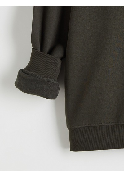 Lcw Vision Haki Fermuarlı Dik Yaka Erkek Kalın Sweatshirt
