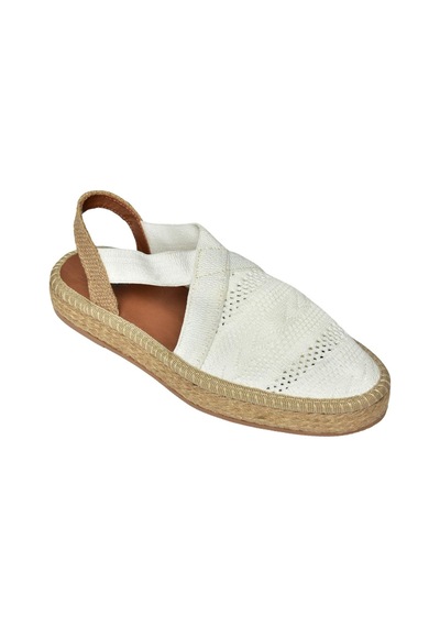 Fox Shoes S404010106 Beyaz Dantel Kumaş Kadın Espadril Sandalet Beyaz