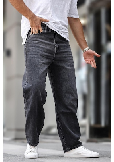 Madmext Füme Erkek Yıkamalı Baggy Jean 7216-füme Füme