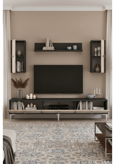 Tvr1897ats - Alfa Tvr180 Tv Ünitesi Takım , Tv Sehpası Antrasit - Traverten - Sılver 180cm Tvr1897ats - Alfa Tvr180 Tv Ünitesi Takım , Tv Sehpası Antrasit - Traverten - Sılver 180cm