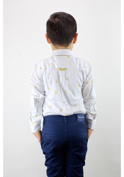 Doctor Junior Erkek Çocuk Katlanır Kollu Slim Fit Gömlek Sarı