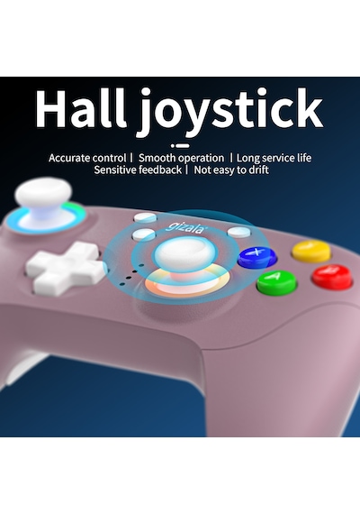 Gizala Kablosuz Oyun Kolu Gamepad Hall Effect Triggers Joystick Switch 2/pc/android/Apple Uyumlu iOS Lila