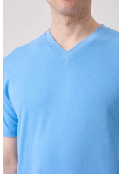 Galanthus V Yaka T-shirt - Nefes Alabilir, Rahat Ve Sade Tasarım A.mavi