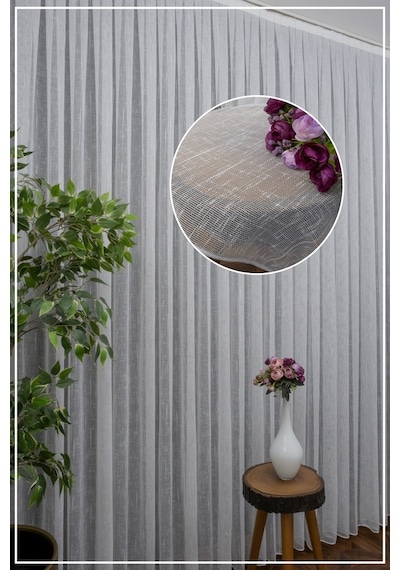Evdepo Home Kullanıma Hazır Keten Tül Perde (540683508)