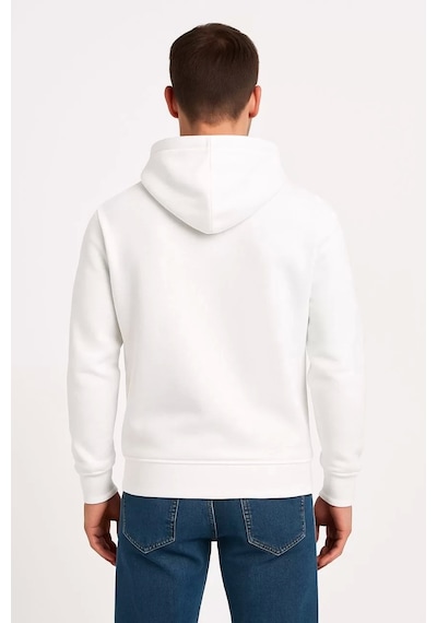 Cvs Giyim Erkek Üç İplik Kapüşonlu Kanguru Cepli Sweatshirt Hoodie - Beyaz Beyaz