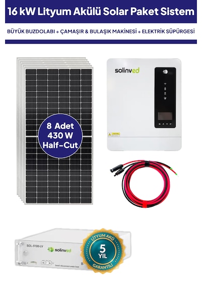16 Kw Lityum Akülü Solar Güneş Enerjisi Sistemi