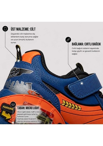Larabell Hediyelik Arabalı Çocuk Spor Ayakkabı Cırtlı Okula Uygun Okula Dönüş Günlük Sneaker Mavi Larabell Hediyelik Arabalı Çocuk Spor Ayakkabı Cırtlı Okula Uygun Okula Dönüş Günlük Sneaker Mavi