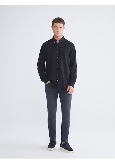 Lcwaıkıkı Classic Lacivert Regular Fit Uzun Kollu Erkek Dokulu Gömlek